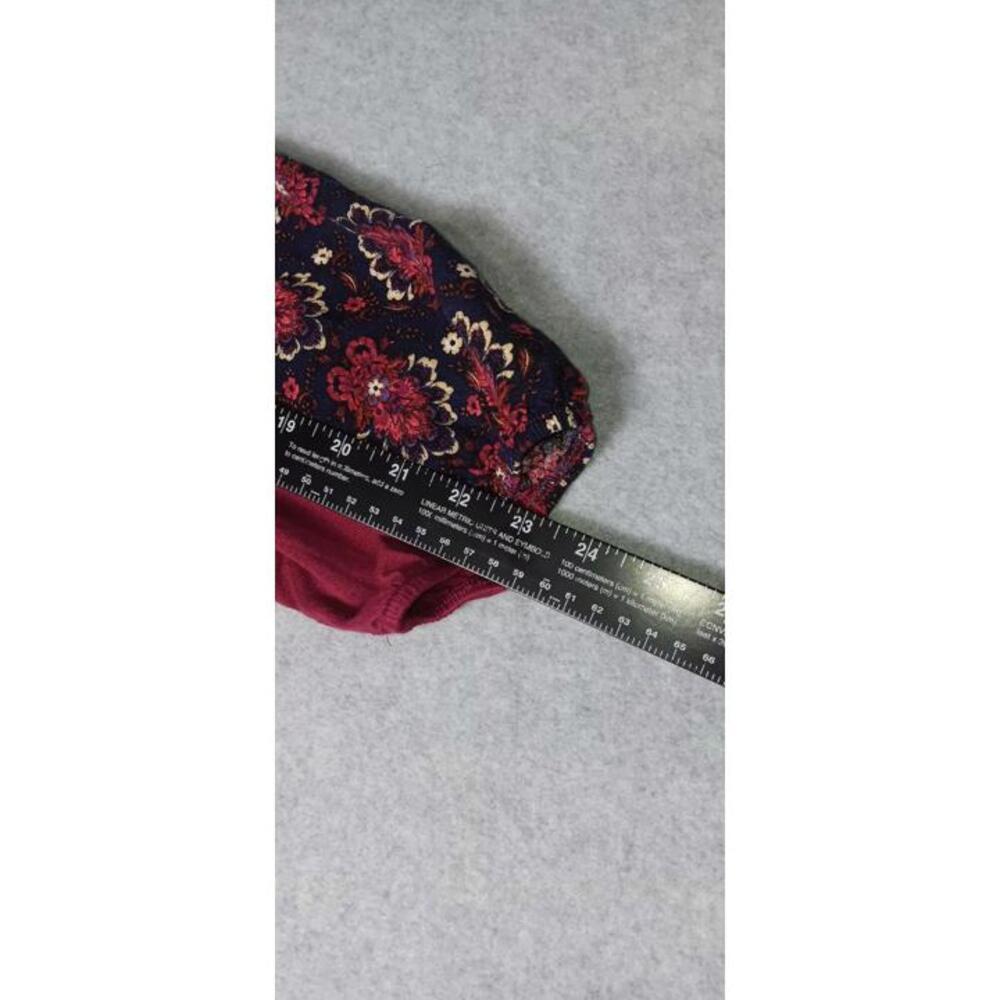 anthropologie fig and flower Blouse top Womens Size XL Maroon Patchwork Design - Picture 8 of 11